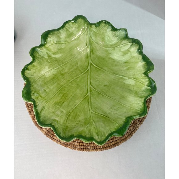 RARE Vintage Vietri Large Italian Leaf Bowl, Crafted in Italy